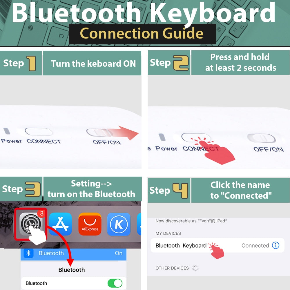 Mini Wireless Bluetooth Keyboard for iPad, iPhone & Android