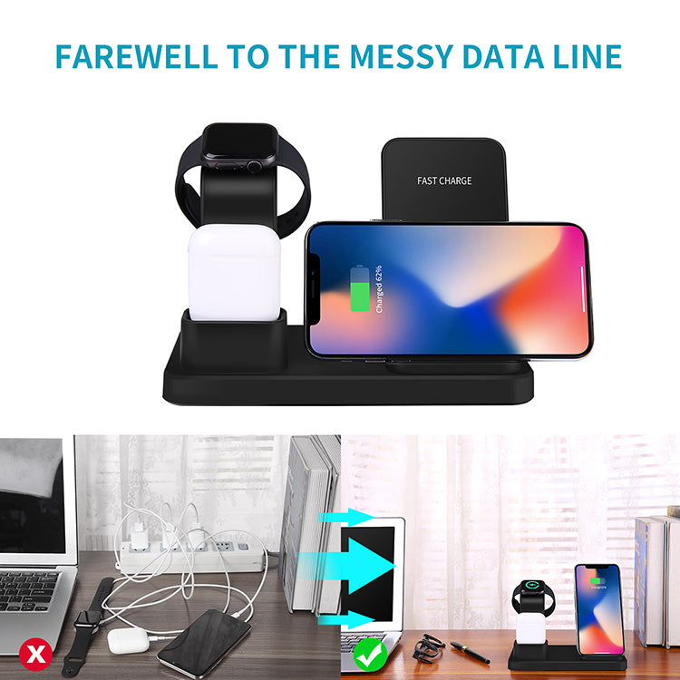 3-in-1 Wireless Charging Stand – Phone, Watch & Earphones (10W Fast Charge)