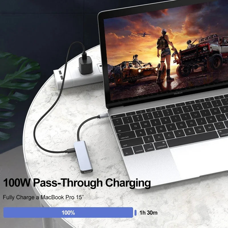 5-in-1 USB-C Hub – 4K HDMI, USB 3.0 & PD100W for MacBook & iPad Pro