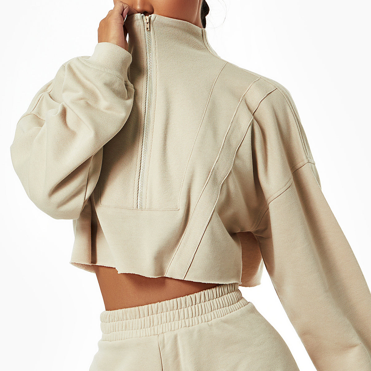 Loose Fashion Long Sleeve Sports Sweater Stand Collar Zipper Top Gym Training Leisure Outdoor Sweater