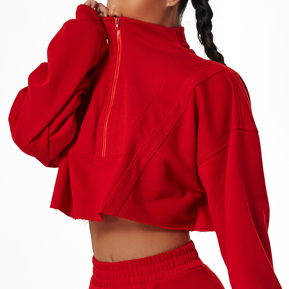 Loose Fashion Long Sleeve Sports Sweater Stand Collar Zipper Top Gym Training Leisure Outdoor Sweater
