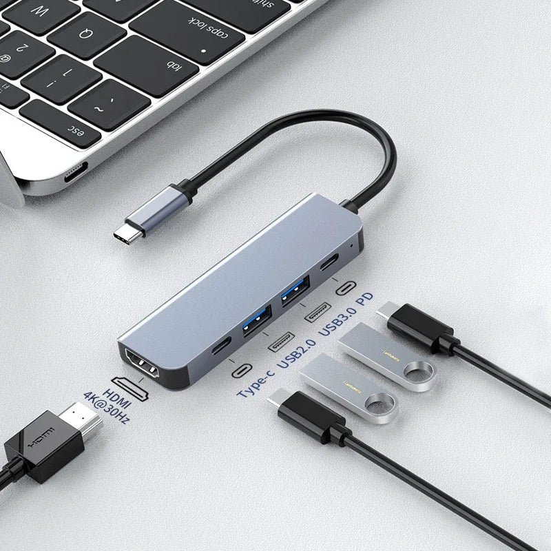 5-in-1 USB-C Hub – 4K HDMI, USB 3.0 & PD100W for MacBook & iPad Pro