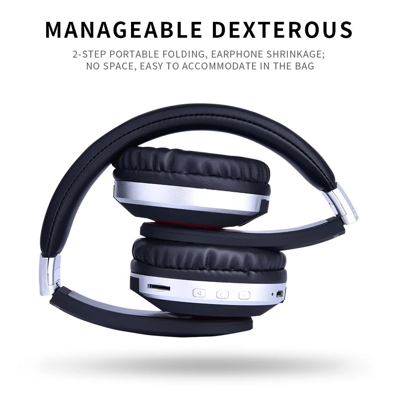 Foldable Wireless Bluetooth Headphones with Mic & TF Card Slot