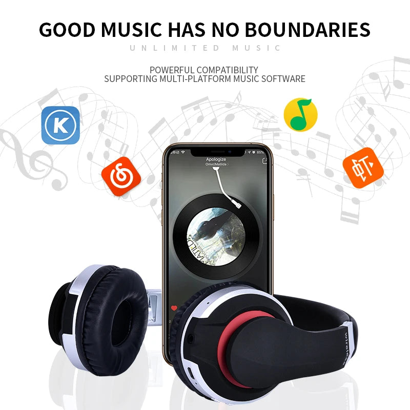 Foldable Wireless Bluetooth Headphones with Mic & TF Card Slot