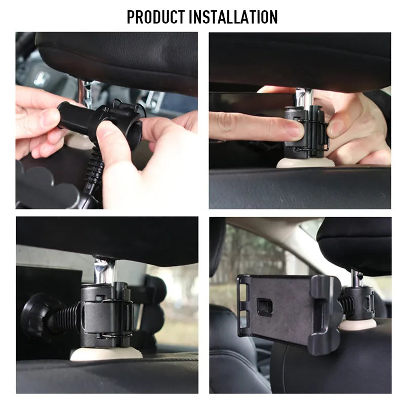 Car Seat Headrest Tablet Holder – Universal 4–11" Stand