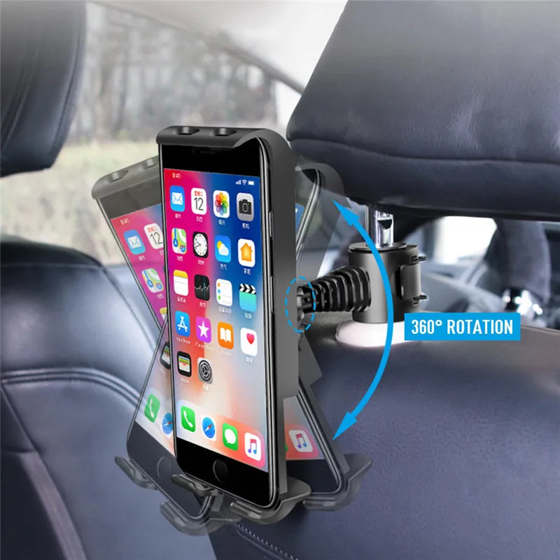 Car Seat Headrest Tablet Holder – Universal 4–11" Stand
